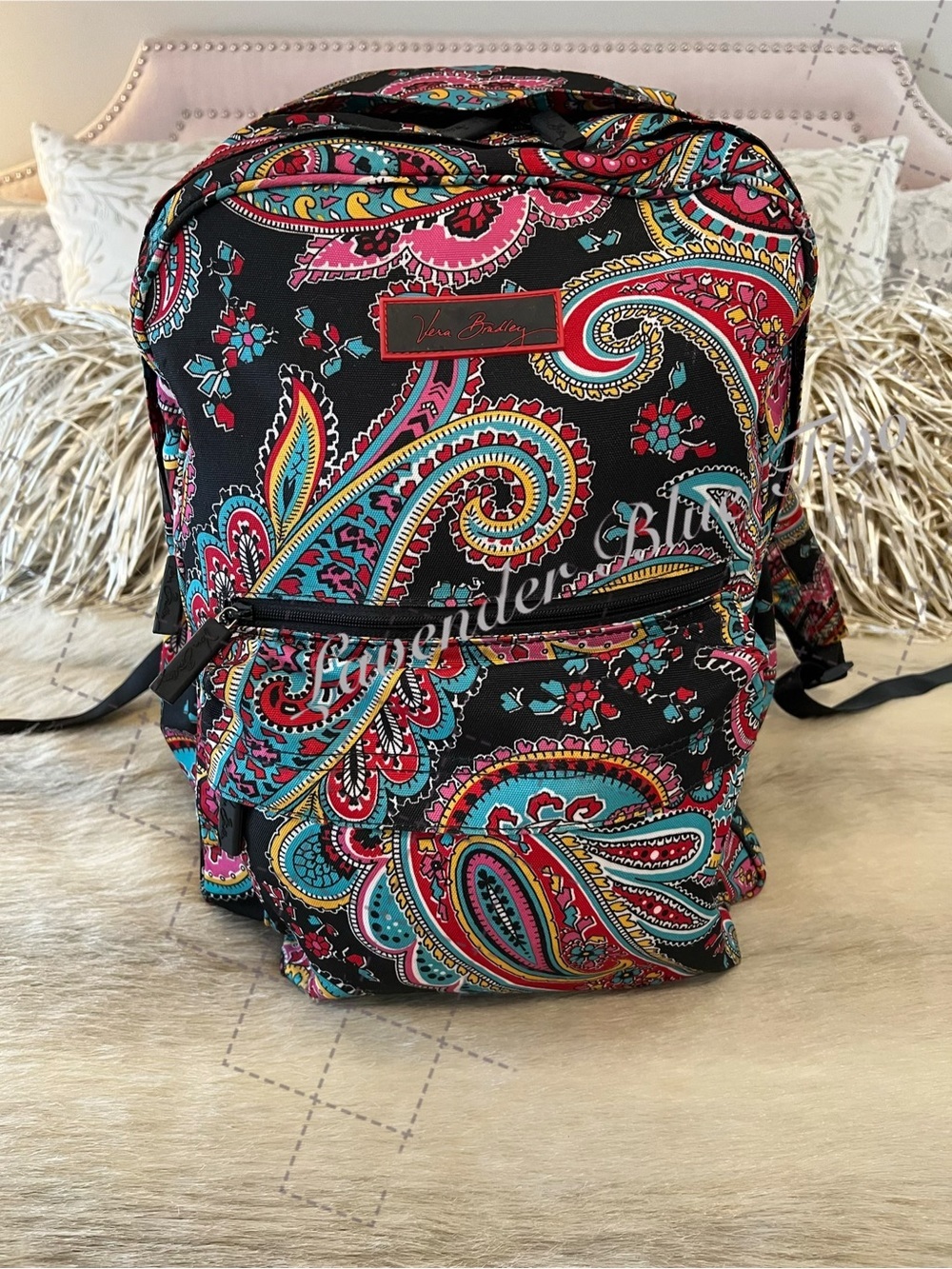 VERA BRADLEY Parisian Paisley 2015 Essential Backpack Reactive Black Red Blue
